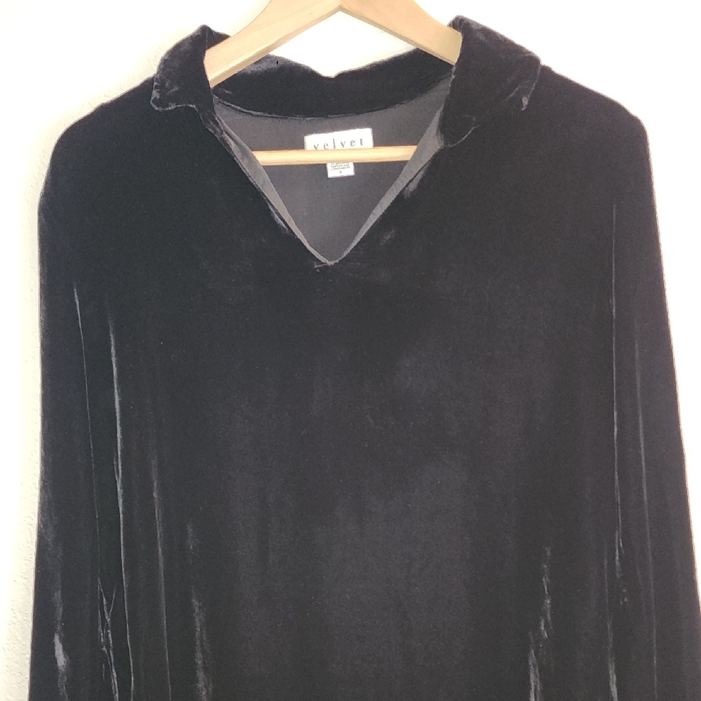 Velvet Midnight Black V-Neck Top